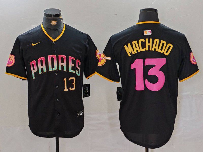 Men San Diego Padres #13 Machado Black Jointly 2024 Nike MLB Jersey style 4->san diego padres->MLB Jersey